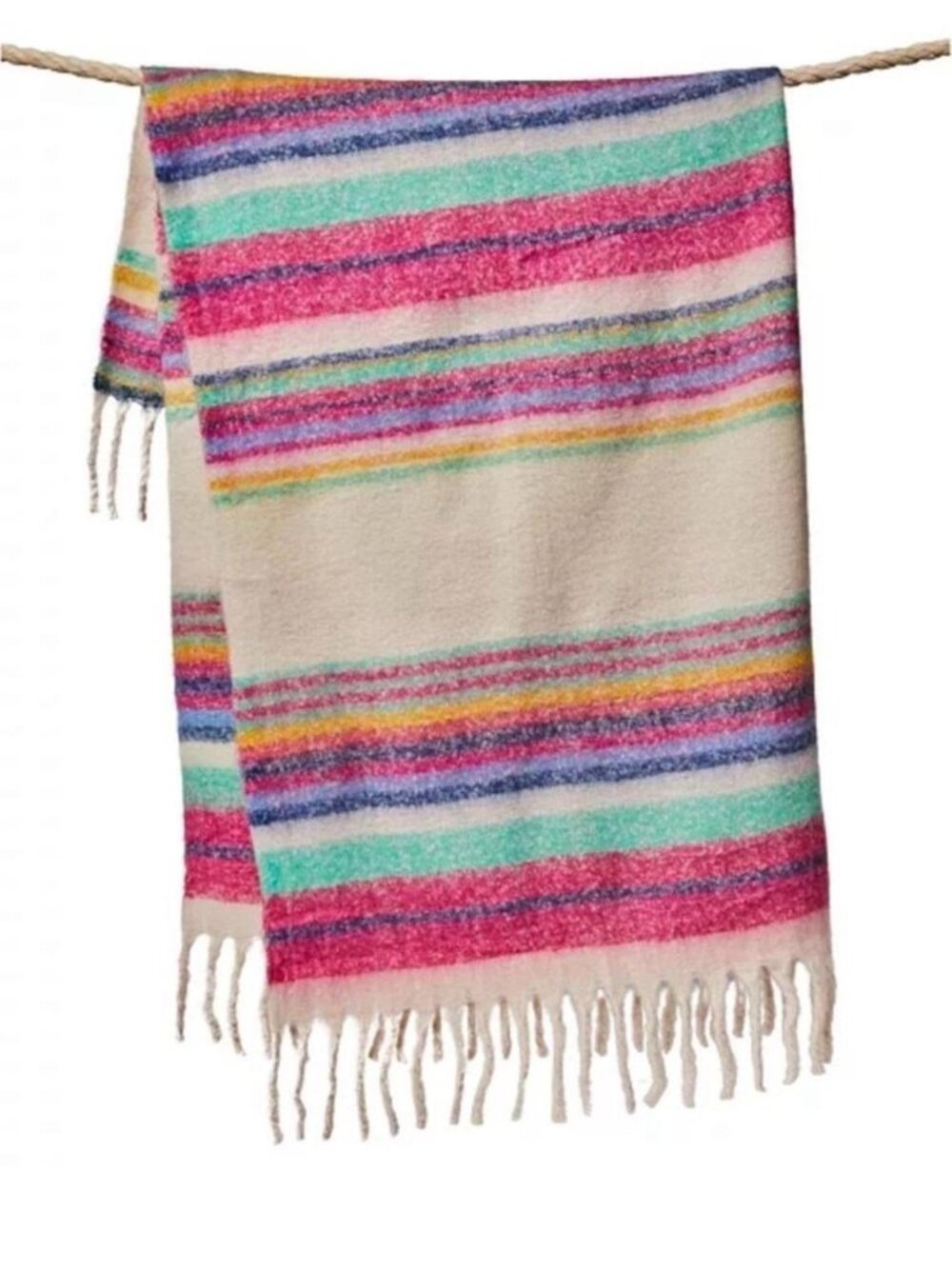 WE THE FREE People Skye Stripe Fringe Throw Blanket